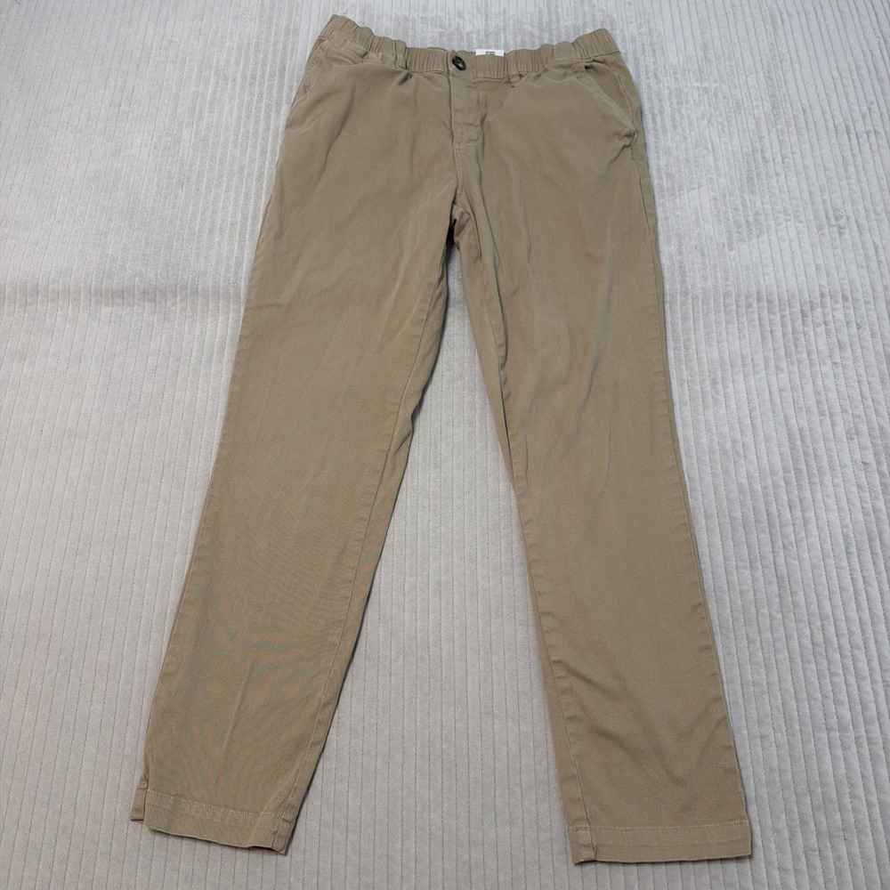 Cove USA Men 32x30 Brown Stretch Chino Pant Elastic Waist Slim Straight Fit Golf